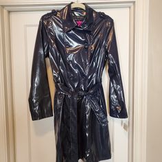 Btand New With Tags Rain Coat. Blue Color Size Small. Very Nice Coat Extra Belt Included. Patent Trench Coats, Rains Long Jacket, Vinyl Raincoat, Long Trench, Long Trench Coat, Belted Trench Coat, Raincoats For Women, Trench Coat Black, Leather Trench Coat