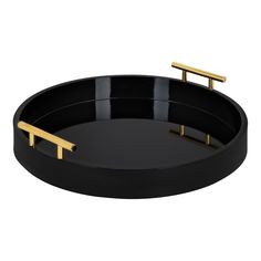 black and gold tray with handles