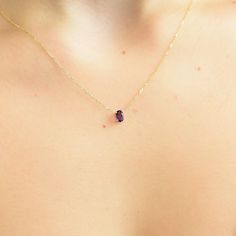 Amethyst Solitaire Necklace / 14k Gold Oval Amethyst Necklace / Layering Dainty Amethyst Necklace / February Birthstone  FREE SHIPPING  WITHIN THE USA If you have a special request please email or call me 201 906 1763  This necklace does come in larger sizes THE STONE IS A FULL CUT OVAL SHAPE NATURAL AMETHYST 6 by 4 MM . THE SETTING IS 14 K SOLID GOLD PRONG SETTING AND THE CHAIN IS ATTACHED TO THE BASE .  I MAKE THIS NECKLACE IN EVERY COLOR GOLD AND LENGTH. IF YOU WOULD LIKE A LARGER OR SMALLER February Gemstone, Oval Necklace, Solitaire Necklace, Necklace Layering, Jewelry Picture, Garnet Jewelry, Rose Gold Chain, Solitaire Necklaces, Authentic Jewelry