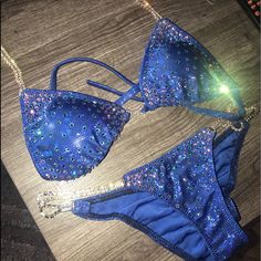 I Have A Blue Competition Swim Suit. Fits B/C Cup And The Bottoms Are A Small! Very Sparkly With Real Swarovski Crystals. Fitted Royal Blue Swimwear For Pool, Competitive Swimming Suits, Figure Competition, C Cup, Swim Suit, Womens Swim, Swarovski Crystals, Size 4, Swimming