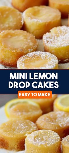 mini lemon drop cakes on a white plate