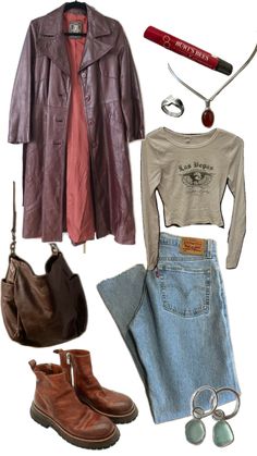 an assortment of clothing and accessories including shoes, purses, and handbages