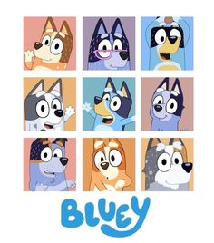 an image of cartoon characters with the words bluey