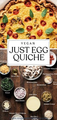 the vegan just egg quiche recipe is shown