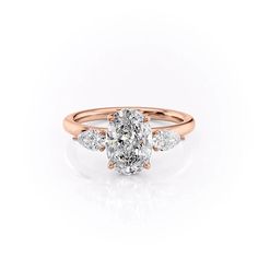 The Lauren RG OV Oval Engagement Ring Settings, Colored Engagement Rings, Lab Diamond Engagement Ring, Pear Cut Diamond, Rose Gold Wedding Bands, Engagement Rings Round, Three Stone Engagement, Yellow Gold Engagement Rings, Three Stone Engagement Rings