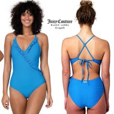 New With Tags $120 Take Full Advantage Of Warm, Sunshiny Days When You Don This Sleek One-Piece Bathing Suit Enhanced With Ruffle Details And A Crisscross Back For Flirty Beach-Chic Style. Fully Lined Removable Bra Pads Adjustable Criss-Cross Back Design Ruffle Detail 80% Nylon / 20% Spandex 100 % Polyester Lining Hand Wash Elegant Blue Ruffled Swimwear, Beach Chic Fashion, Navy Bathing Suit, Strapless Bathing Suits, Bathing Suits One Piece, Black One Piece Swimsuit, Bra Pads, Floral Swimsuit, Red Swimsuit