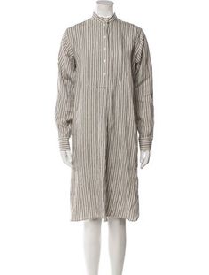 Michael Kors Collection ShirtdressNeutralsStripedLong Sleeve with Mock NeckButton Closure at FrontFit:Dresses by Michael Kors Collection typically fit true to size. Michael Kors Dress Print Greek, Michael Kors Collection, Midi Length Dress, Midi Length, Print Patterns, Dress Outfits, Michael Kors, Clothes For Women, Dresses