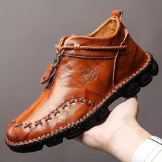 Category:Boots; Upper Materials:Leather; Season:Summer,Winter; Gender:Men's; Activity:Walking; Toe Shape:Round Toe; Style:Casual; Boot Shaft:Booties / Ankle Boots; Occasion:Daily; Closure Type:Zipper; Function:Handmade,Waterproof; Pattern:Solid Colored; Shipping Weight:1.073; Listing Date:11/16/2019; 2024 Trends:Comfort Shoes,Plus Size,Handmade Shoes; Foot Length:; Size chart date source:Provided by Supplier.; Special selected products:Clearance Casual High-top Leather Shoes For Winter, Fall Leather Walking Shoes With Round Toe, Casual Leather Ankle Boots For Winter, Casual Martin Boots With Leather Sole, Brown Casual Martin Boots With Leather Sole, Casual Brown Martin Boots With Leather Sole, Fall Outdoor Leather Shoes With Leather Sole, Casual Flat Heel Leather Winter Shoes, Casual Leather Shoes With Flat Heel For Winter