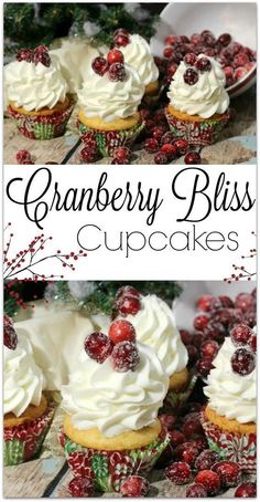 cranberry bliss cupcakes with cream cheese frosting