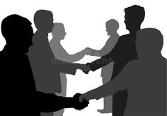 two men shaking hands with one another in silhouette royalty illustration on white background stock photo