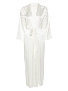 ivory white silk blend satin weave floral-lace detailing V-neck half-length sleeves belt loops detachable belt straight hem mid-length belted waist Wedding Guest Looks, Yoko London, City Dress, Summer Beach Wear, White Silk, Ivory White, Lady Dior, Coat Dress, Jacket Tops