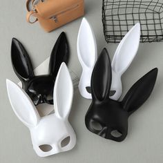 Half Face Rabbit Mask Black White Halloween Mask Christmas Bar Masquerade Party Rabbit Ears Masks White Halloween Mask, Black White Halloween, Bunny Cosplay, Halloween Bar, Bunny Mask, Womens Cosplay, Dental Cosmetics, Half Face Mask, Face Mask Black