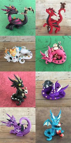 the dragon figurines are all different colors