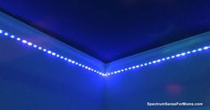 the ceiling is covered in blue lights