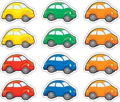 different colored cars are shown in the shape of magnets on a white background stock photo