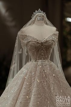 a wedding dress on display at the galala boutique in new york city, ny