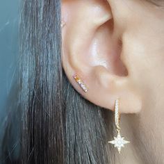 These stud earrings are 14k gold plated. They look great stacked with hoops and studs.  All orders come with a small cotton bag perfect for gifting. Earring Bar, Bar Studs, Colorful Earrings, Dainty Earrings, Stud Earring, Cotton Bag, Jewelry Earrings Studs, Aurora, Etsy Earrings