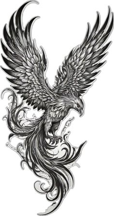 an eagle tattoo design on a white background