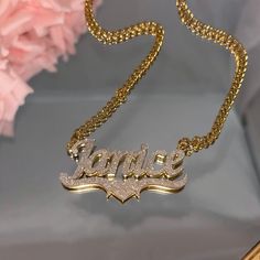 FREE US SHIPPING TODAY ONLY! •Starting under $50 this week only! Purchase multiple and save!! •Buy Now Pay Later with interest free installment payment options! Just choose the provider of your choice after adding your shipping info! This personalized beauty is the perfect accessory to compliment any style! Our stunning custom frosted unisex/womens name necklace will stand out in any room! Goes with every look and comes in Gold, Rose Gold or Silver! We have the best quality & the best prices for Quince Necklace, Custom Gold Jewelry, Quinceanera Jewelry, Charm Bracelets For Girls, Name Plate Necklace, Dope Jewelry Accessories, Necklace Length Guide, Custom Bling, Expensive Jewelry Luxury