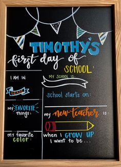 a chalkboard with writing on it that says,'today is the first day of school '