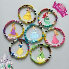 the disney princess bracelets have been made with beads