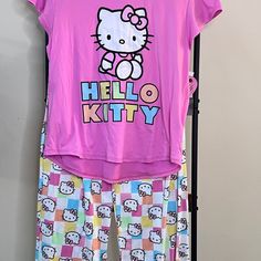 Hello Kitty Woman’s Pajamas Sleepwear Set Size Small Cute Multicolor Sleepwear For Loungewear, Cute Pink Hello Kitty Sleepwear, Cute Multicolor Pajama Shorts For Bedtime, Hello Kitty Print Summer Sleepwear, Hello Kitty Summer Sleepwear, Pink Hello Kitty Print Sleepwear For Summer, Playful Hello Kitty Print Sleepwear For Pajama Party, Playful Hello Kitty Print Sleepwear, Hello Kitty Print Pink Cotton Sleepwear