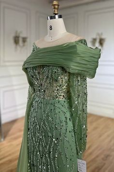 Olive Green Mermaid Floor-Length Luxury Beaded Pearls Evening Gown for – Larosabride Gown For Women, Green Mermaid, Mermaid Silhouette, Mermaid Gown, Evening Gown, Formal Event, Evening Gowns, Floor Length, Olive Green