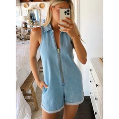 New Show Me Your Mumu Reno Denim Zip Romper Blue Stream Size Xs New Without Tags The Reno Romper Is A Denim Romper That Is Effortlessly Chic And Easy To Throw On! Her Zip-Up Front Lets You Control How Much Skin You Show And Her Easy Fit Waist Gives A Relaxed, Comfortable Vibe. Head Out In Sneakers For A Day Of Errands Or Dress Her Up With Booties For A Little More Spunk! Product Details *Rigid Denim - 100% Cotton *Zipper Closure Flowy Jumpsuit, Overalls Vintage, Maternity Bridesmaid Dresses, Plus Size Swim, Denim Romper, Striped Rompers, Swim Skirt, Plus Size Wedding, Show Me Your Mumu