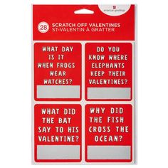 red and white stickers with words that say, what do you know about valentine's day?