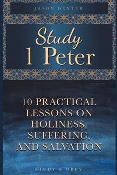 the book cover for study 1 peter, which is in blue and gold with an ornate border