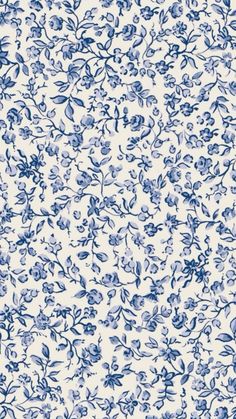 a blue and white floral pattern on fabric