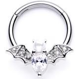 16 Gauge 3/8 Clear Gem Vampire Bat Halloween Hinged Segment Ring – BodyCandy Bat Septum Piercing, Bat Nose, Weird Core, Polyvore Items