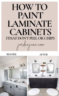 how to paint laminate cabinets that don't peel or chip in the bathroom