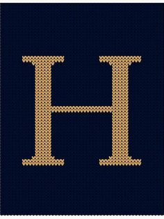 the letter h is made up of small circles and dots on a dark blue background