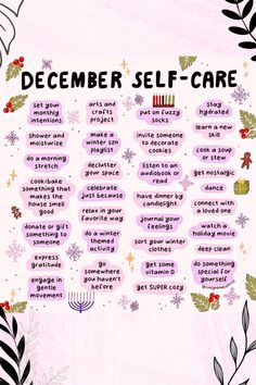 a poster with the words december self care