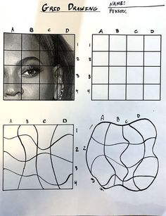 a piece of paper that has been drawn with grids and lines on the side