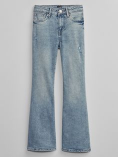 Faux Snap, Flair Pants, Trendy Jeans, Girl's Back, Jean Trends, High Waisted Flares, Light Blue Jeans, Jeans Kids, Back To School Outfits