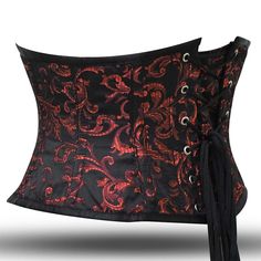 This Brocade Short torso Waist Trainer is versatile Attractive Corset and can be used for tight-lacing, shaping, and waist training, making it an excellent investment for anyone looking to achieve their desired body shape & Attractive Look. It also provides solid support for the lumbar, middle, and lower back. Additionally Wearing This Brocade Red and black under bust corset during work can also lead to posture improvement. The Heavy Duty Steel Boned Corset is made with the highest-quality mater Black Underbust Corset, Posture Improvement, Desired Body, Black Leather Corset, Under Bust Corset, Cincher Corset, Steel Boned Corsets, Lace Tights, Short Torso