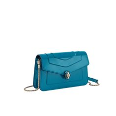 Serpenti Forever Chain Wallet Calf Leather 293711 | Wallets | Bvlgari Official Store Brass Scales, Chain Wallet, Wallet Chain, Leather Interior, Blue Leather, Scales