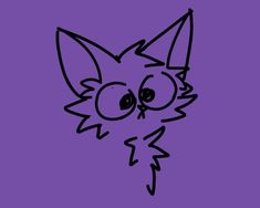 a drawing of a cat on a purple background