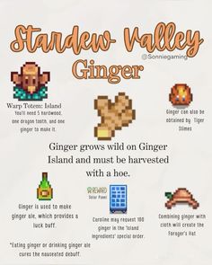 an info sheet describing the different types of gingers