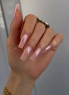 One Color Nails Winter, Mid Square Nails, Acrylic Nails Ideas Square Long, Milky Beige Nails, Neutral Long Nails, Long Light Pink Nails, Milky Nail Designs, Latest Nails Design 2024, Neutral Square Nails