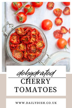 tomatoes in a glass bowl with text overlay that reads, delicious cherry tomato tomatoes