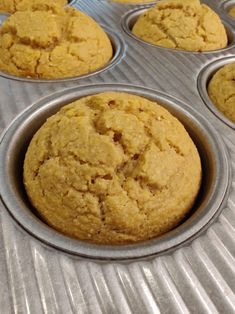 freshly baked muffins in a metal pan