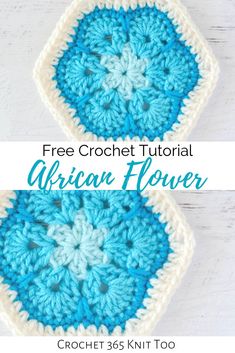 two crocheted squares with the words how to crochet an african flower