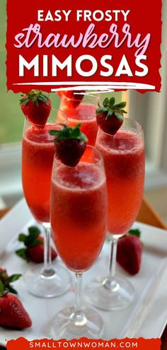 EASY FROSTY STRAWBERRY MIMOSAS, valentine's day treats, date night ideas at home