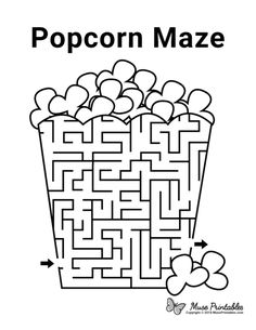 a maze that is filled with hearts and has the word popcorn maze on it, as well