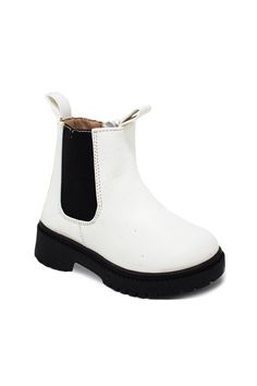 White & Black Color Block Chelsea Boots Footwear Sparkle In Pink Black Chelsea Boots Outfit, White Platform Boots, Chelsea Boots Outfit, Distressed Leggings, Her Outfits, Girls Ankle Boots, Toes Designs, Black Chelsea Boots, On Design