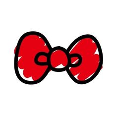 a red bow with two black dots on the bottom and one white dot in the middle