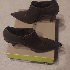 New In Box. Never Worn Ankle Booties. This Style Is The Escape Attempt Ii The Boots Have A Zipper On The Side For Easy On And Off. Ankle-high Synthetic Boots For Office, Office Ankle-high Synthetic Boots, Office Synthetic Ankle-high Boots, Formal Ankle-high Faux Leather Booties, Dark Brown Ankle Boots, Womens Leather Ankle Boots, Kitten Heel Ankle Boots, Burgundy Boots Ankle, Grey Booties